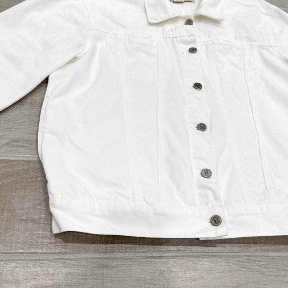 Anthropologie Pilcro Oversized Denim Jean Boyfriend Jacket in Off-White Size M - Picture 10 of 15